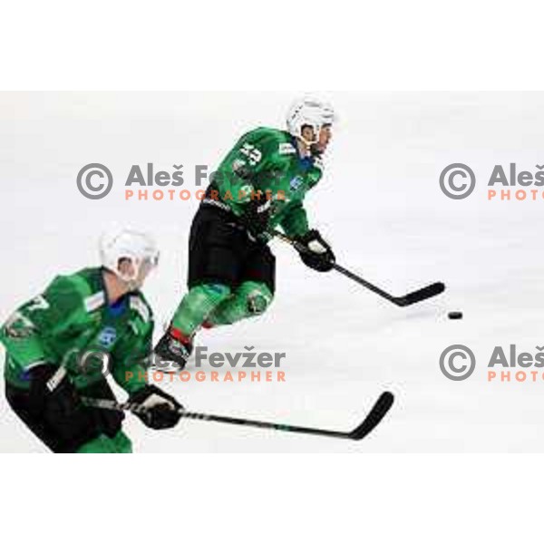 in action during preseason Ice hockey between SZ Olimpija (SLO) and MAC (HUN) in Tivoli Hall, Ljubljana