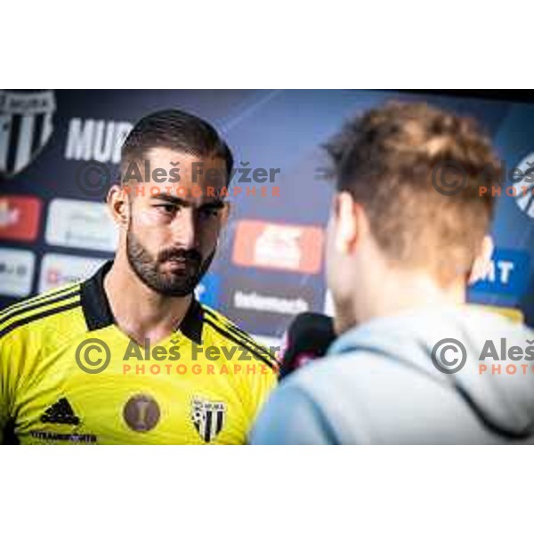 Matko Obradovic at the press conference during Prva liga Telemach football match between Mura and Tabor in Fazanerija, Murska Sobota, Slovenia on August 13, 2022. Photo: Jure Banfi