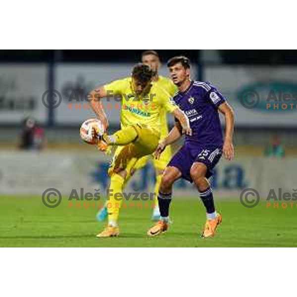 in action during Prva Liga Telemach 2022-2023 football match between Domzale and Maribor in Domzale, Slovenia on August 14, 2022