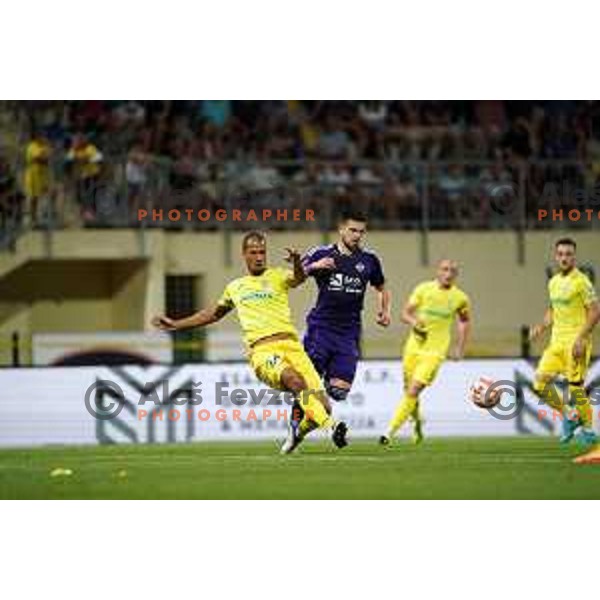 in action during Prva Liga Telemach 2022-2023 football match between Domzale and Maribor in Domzale, Slovenia on August 14, 2022