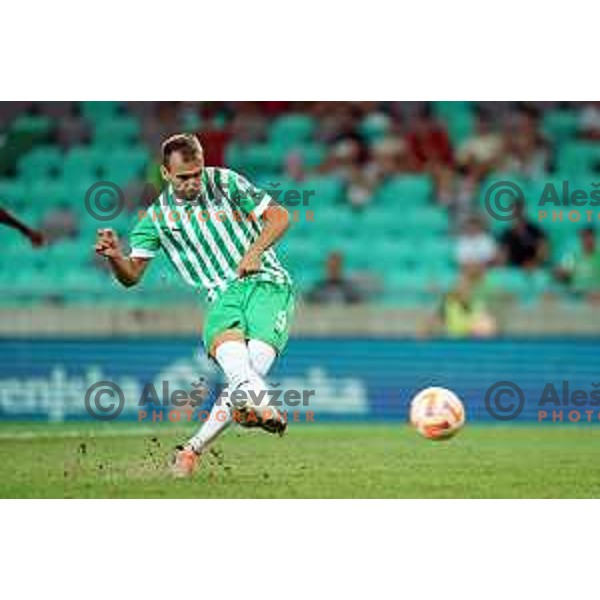 Mustafa Nukic scores and celebrates goal during Prva Liga Telemach 2022-2023 football match between Olimpija and Gorica in SRC Stozice, Ljubljana, Slovenia on August 15, 2022