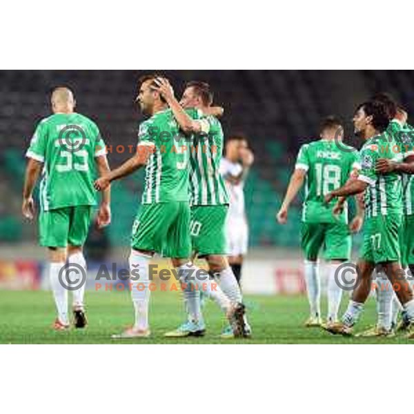 Mustafa Nukic and players of Olimpija celebrate goal during Prva Liga Telemach 2022-2023 football match between Olimpija and Gorica in SRC Stozice, Ljubljana, Slovenia on August 15, 2022