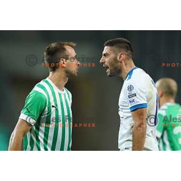 Mustafa Nukic and Matija Sirok during Prva Liga Telemach 2022-2023 football match between Olimpija and Gorica in SRC Stozice, Ljubljana, Slovenia on August 15, 2022