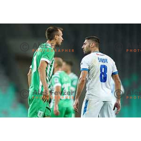 Mustafa Nukic and Matija Sirok during Prva Liga Telemach 2022-2023 football match between Olimpija and Gorica in SRC Stozice, Ljubljana, Slovenia on August 15, 2022