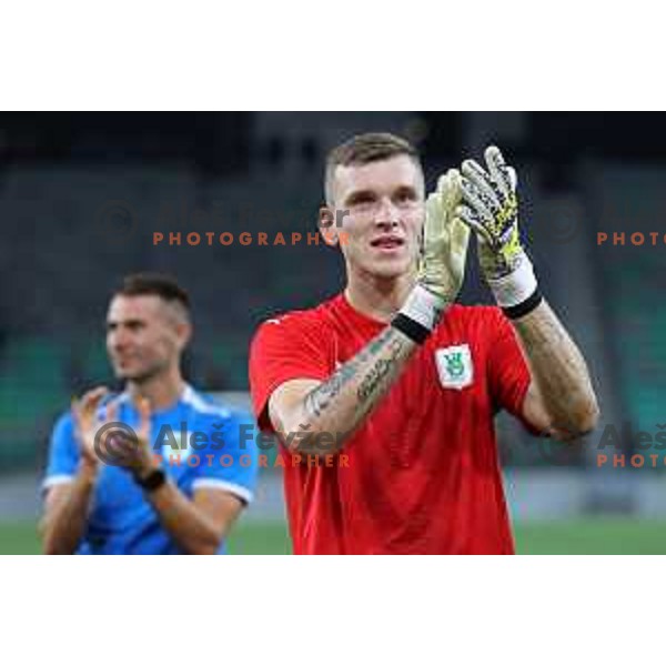 Mustafa Nukic and Matija Sirok during Prva Liga Telemach 2022-2023 football match between Olimpija and Gorica in SRC Stozice, Ljubljana, Slovenia on August 15, 2022