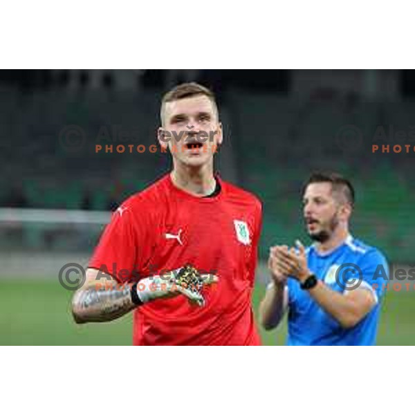 Mustafa Nukic and Matija Sirok during Prva Liga Telemach 2022-2023 football match between Olimpija and Gorica in SRC Stozice, Ljubljana, Slovenia on August 15, 2022