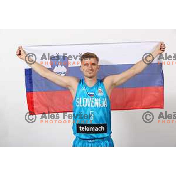 Luka Rupnik, member of Slovenia basketball team during photo shooting in Ljubljana on August 8, 2022