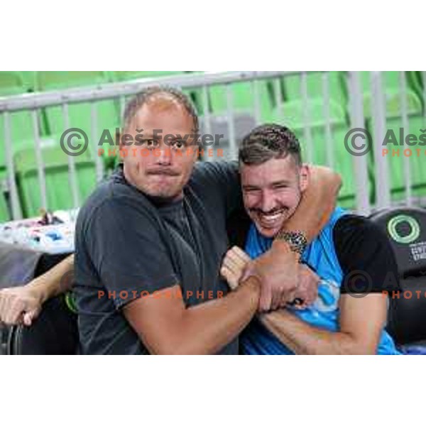 Raso Nesterovic and Goran Dragic during Slovenia basketball team practice in Arena Stozice, Ljubljana on August 16, 2022