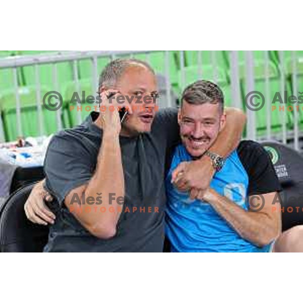 Raso Nesterovic and Goran Dragic during Slovenia basketball team practice in Arena Stozice, Ljubljana on August 16, 2022