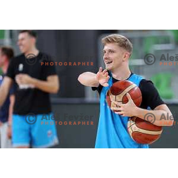 Luka Rupnik during Slovenia basketball team practice in Arena Stozice, Ljubljana on August 16, 2022