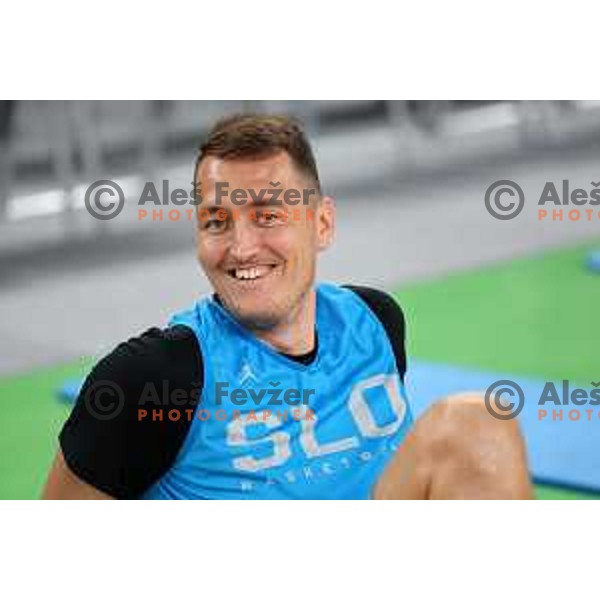 Jakob Cebasek during Slovenia basketball team practice in Arena Stozice, Ljubljana on August 16, 2022