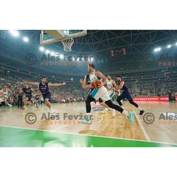 Goran Dragic in action during Telemach match between Slovenia and Serbia in SRC Stozice, Ljubljana, Slovenia on August 17, 2022