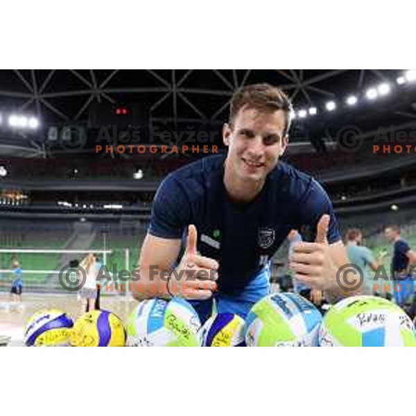 Jan Kozamernik of Team Slovenia during Slovenia Volleyball team practice in Ljubljana on August 18, 2022