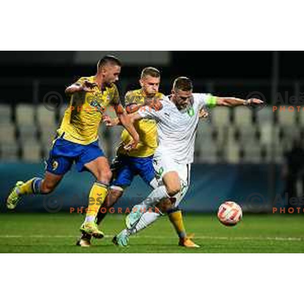 Timi Max Elsnik in action during Prva Liga Telemach 2022-2023 football match between Koper and Olimpija at Bonifika Arena in Koper, Slovenia on August 20, 2022