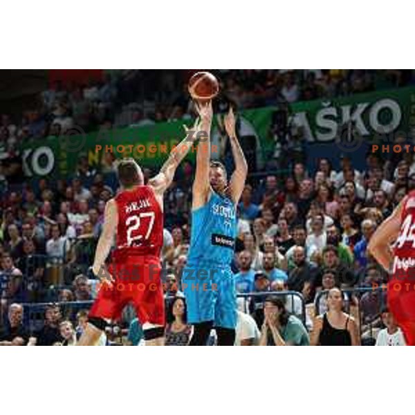 Luka Doncic in action during friendly basketball match between Slovenia and Croatia in Arena Zlatorog, Celje, Slovenia on August 20, 2022