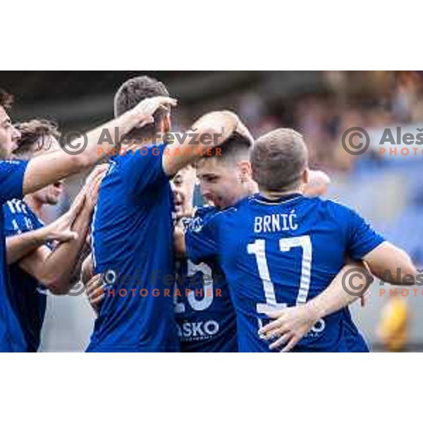 Marko Bozic celebrating during Prva liga Telemach football match between Maribor and Celje in Ljudski vrt, Maribor, Slovenia on August 21, 2022. Photo: Jure Banfi