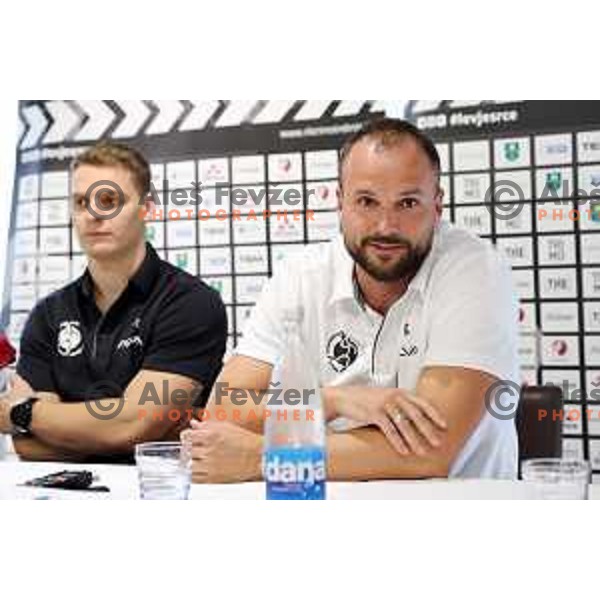 Uros Zorman, head coach of Trimo Trebnje during preseason press conference in hotel Rakar in Trebnje, Slovenia on August 22, 2022 