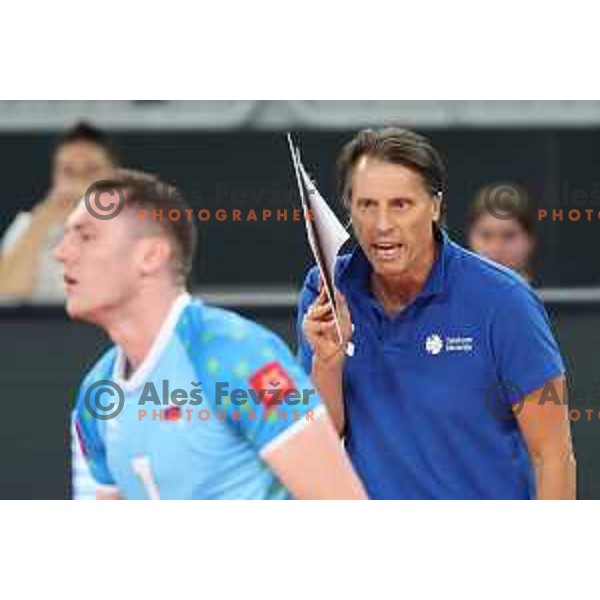 Head coach Gheorghe Cretu during preparation match before Volleyball World Championship between Slovenia and Iran in SRC Stozice, Ljubljana, Slovenia on August 23, 2022