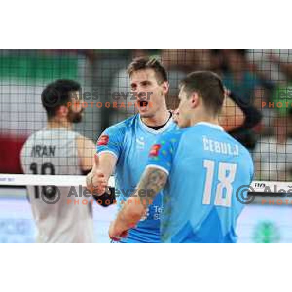 Jan Kozamernik in action during preparation match before Volleyball World Championship between Slovenia and Iran in SRC Stozice, Ljubljana, Slovenia on August 23, 2022