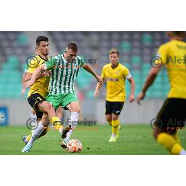 Timi Max Elsnik in action during Prva Liga Telemach 2022-2023 football match between Olimpija and Kalcer Radomlje in SRC Stozice, Ljubljana, Slovenia on August 27, 2022