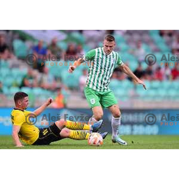 Timi Max Elsnik in action during Prva Liga Telemach 2022-2023 football match between Olimpija and Kalcer Radomlje in SRC Stozice, Ljubljana, Slovenia on August 27, 2022