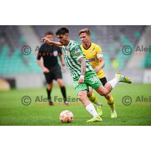 Agustin Doffo in action during Prva Liga Telemach 2022-2023 football match between Olimpija and Kalcer Radomlje in SRC Stozice, Ljubljana, Slovenia on August 27, 2022