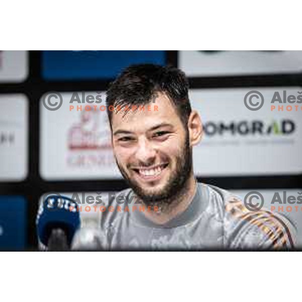Roko Baturina at the press conference during Prva liga Telemach football match between Mura and Maribor in Fazanerija, Murska Sobota, Slovenia on August 28, 2022. Photo: Jure Banfi