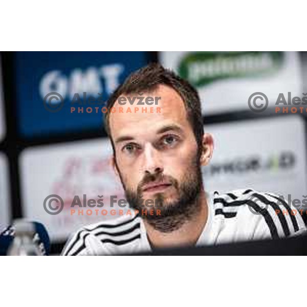 Ziga Kous at the press conference during Prva liga Telemach football match between Mura and Maribor in Fazanerija, Murska Sobota, Slovenia on August 28, 2022. Photo: Jure Banfi