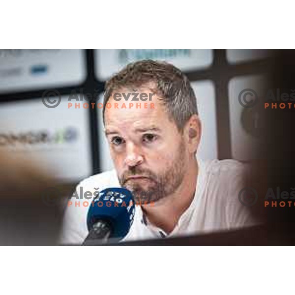 Damir Contala, head coach of Mura at the press conference during Prva liga Telemach football match between Mura and Maribor in Fazanerija, Murska Sobota, Slovenia on August 28, 2022. Photo: Jure Banfi