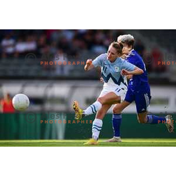 Lara Prasnikar of Slovenia in action during Women\'s World Cup 2023 Qualifiers between Slovenia and Kazaksthan in Kranj, Slovenia on September 2, 2022