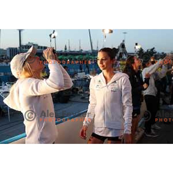 Janja Garnbret and Lucka Rakovec at IFSC-Climbing World Cup lead in Koper, Slovenia on. September 2, 2022