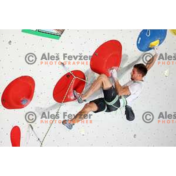 Jan Lovenjak Sudar (SLO) competes in IFSC-Climbing World Cup lead in Koper, Slovenia on September 2, 2022