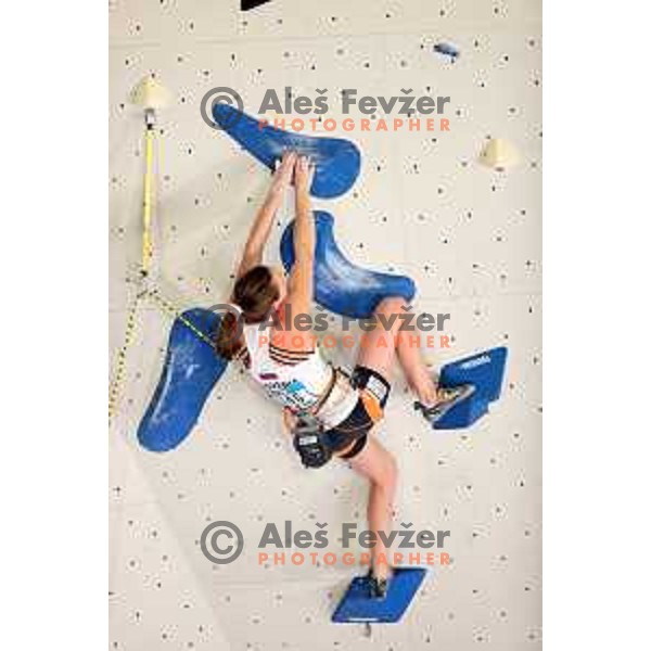 Katja Debevec (SLO) competes in IFSC-Climbing World Cup lead in Koper, Slovenia on September 2, 2022