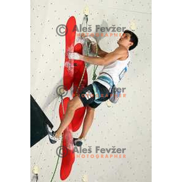 Domen Skofic (SLO) competes in IFSC-Climbing World Cup lead in Koper, Slovenia on September 2, 2022