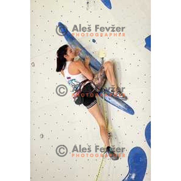 Mia Krampl (SLO) competes in IFSC-Climbing World Cup lead in Koper, Slovenia on September 2, 2022