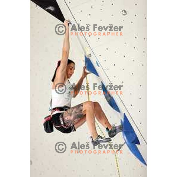 Mia Krampl (SLO) competes in IFSC-Climbing World Cup lead in Koper, Slovenia on September 2, 2022
