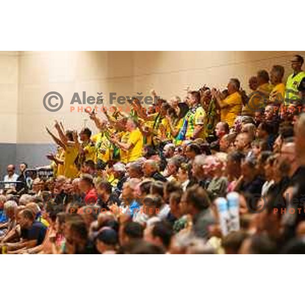 in action during Slovenian handball Supercup match between Gorenje Velenje and Celje Pivovarna Lasko in Gornja Radgona, Slovenia on September 4, 2022