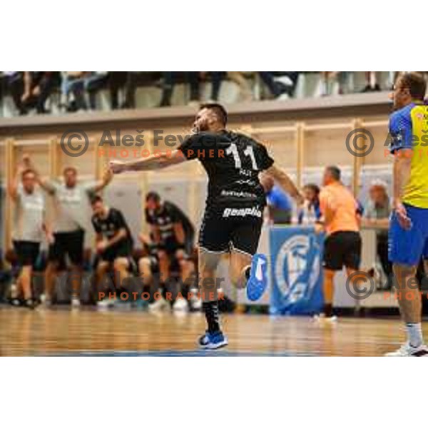 Kenan Pajt in action during Slovenian handball Supercup match between Gorenje Velenje and Celje Pivovarna Lasko in Gornja Radgona, Slovenia on September 4, 2022