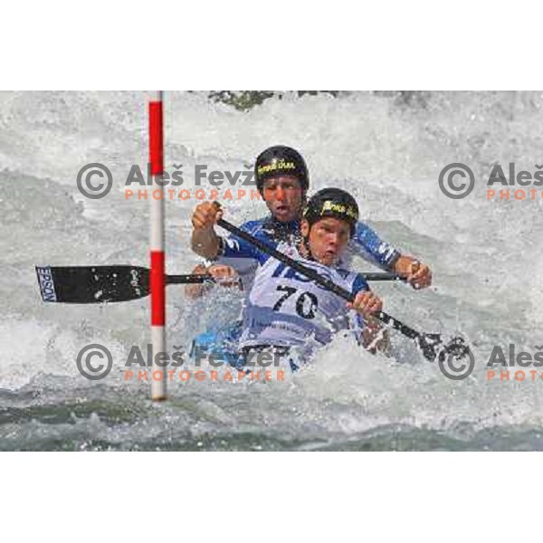 Visnar-Jarc (SLO) at qualification run at ICF Kayak&Canoe Slalom World Cup in Tacen, Ljubljana, Slovenia 28.6.2008. Photo by Ales Fevzer 