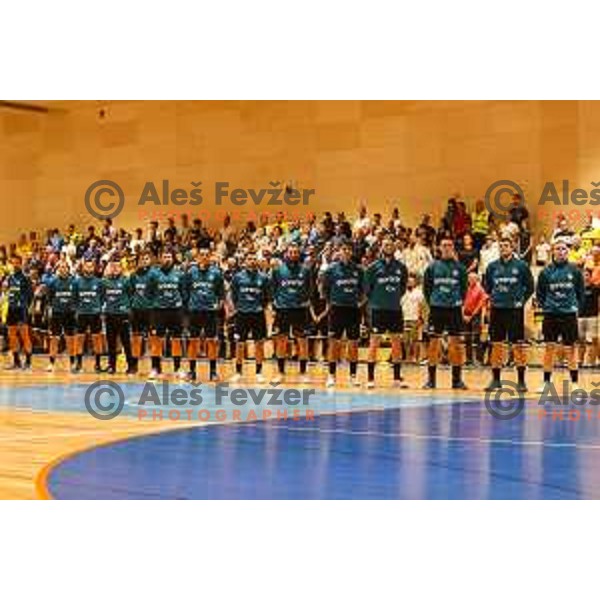 in action during Slovenian handball Supercup match between Gorenje Velenje and Celje Pivovarna Lasko in Gornja Radgona, Slovenia on September 4, 2022