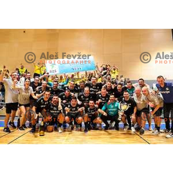 in action during Slovenian handball Supercup match between Gorenje Velenje and Celje Pivovarna Lasko in Gornja Radgona, Slovenia on September 4, 2022