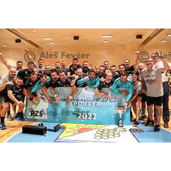 in action during Slovenian handball Supercup match between Gorenje Velenje and Celje Pivovarna Lasko in Gornja Radgona, Slovenia on September 4, 2022