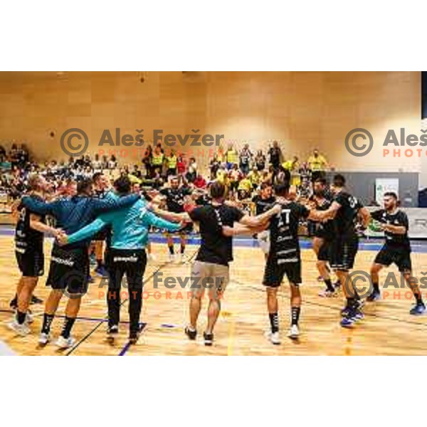 in action during Slovenian handball Supercup match between Gorenje Velenje and Celje Pivovarna Lasko in Gornja Radgona, Slovenia on September 4, 2022