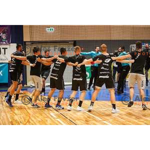 in action during Slovenian handball Supercup match between Gorenje Velenje and Celje Pivovarna Lasko in Gornja Radgona, Slovenia on September 4, 2022