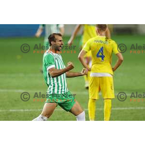Mustafa Nukic celebrates goal during Prva Liga Telemach 2022-2023 football match between Olimpija and Domzale in SRC Stozice, Ljubljana, Slovenia on September 3, 2022