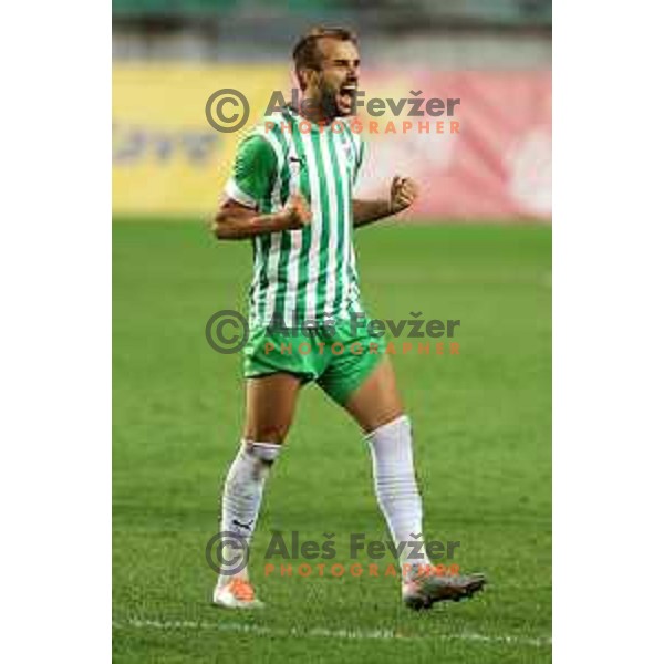 Mustafa Nukic celebrates goal during Prva Liga Telemach 2022-2023 football match between Olimpija and Domzale in SRC Stozice, Ljubljana, Slovenia on September 3, 2022