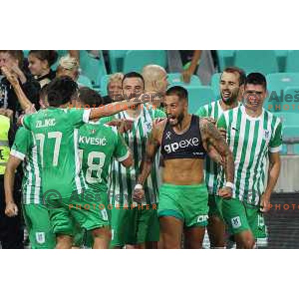 Samuel Pedro celebrates goal during Prva Liga Telemach 2022-2023 football match between Olimpija and Domzale in SRC Stozice, Ljubljana, Slovenia on September 3, 2022