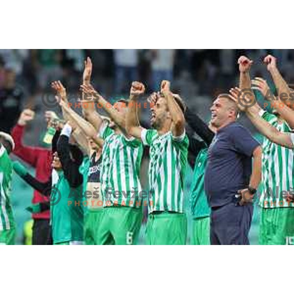 Mustafa Nukic celebrates goal during Prva Liga Telemach 2022-2023 football match between Olimpija and Domzale in SRC Stozice, Ljubljana, Slovenia on September 3, 2022