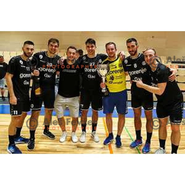 in action during Slovenian handball Supercup match between Gorenje Velenje and Celje Pivovarna Lasko in Gornja Radgona, Slovenia on September 4, 2022