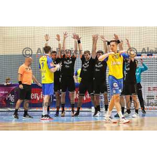in action during Slovenian handball Supercup match between Gorenje Velenje and Celje Pivovarna Lasko in Gornja Radgona, Slovenia on September 4, 2022